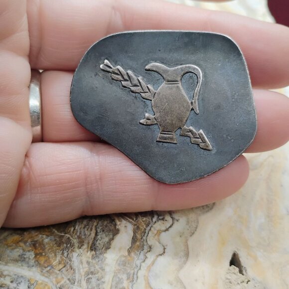 Vtg Judaica Israel 925 Sterling Silver Set Brooch/Pendant & Clip Earrings - Picture 3 of 12